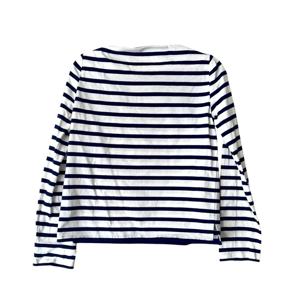 Lafayette 148 boat neck long sleeve navy white striped nautical cotton top Sz XS - Picture 5 of 5